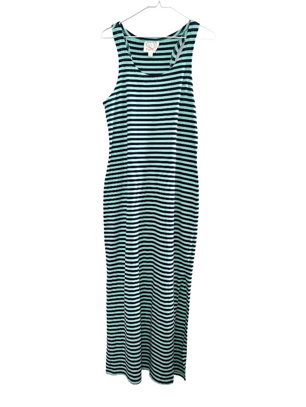 Sail to Sable Striped Maxi Dress Teal Navy Stripe Coastal Chic Tank Dress Small